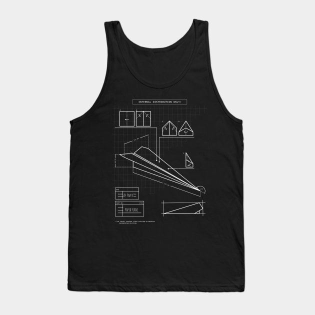Top secret origami paper plane engineering blueprints Tank Top by Made by Popular Demand